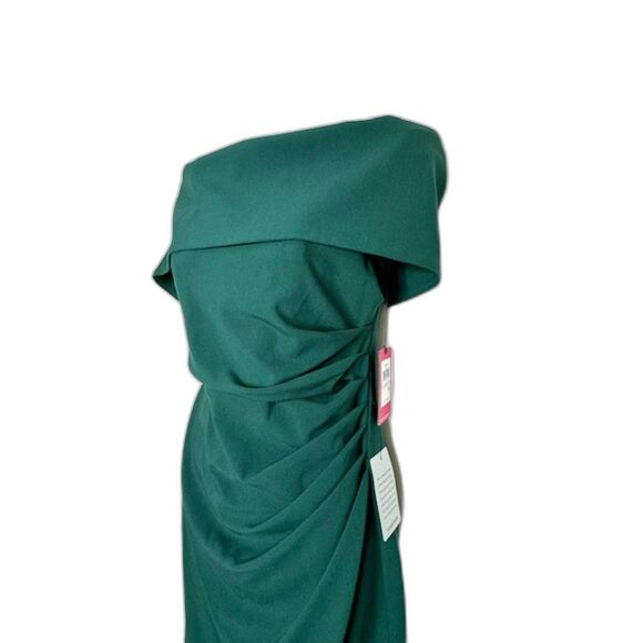 VINCE CAMUTO GREEN OFF THE SHOULDER BODY CON RUCHED DRESS SIZE 6 NWT $148 - Picture 4 of 16